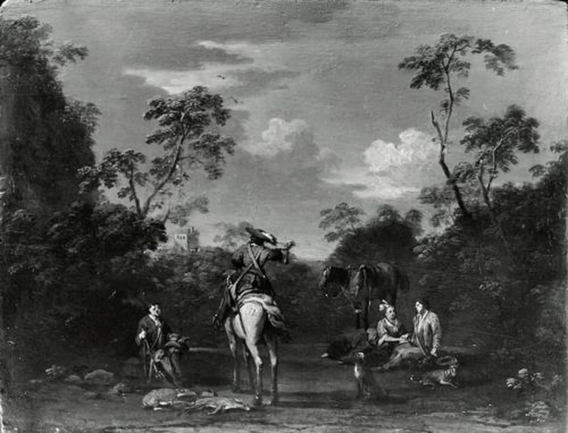 Paesaggio con cacciatori a riposo